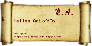 Melles Arikán névjegykártya